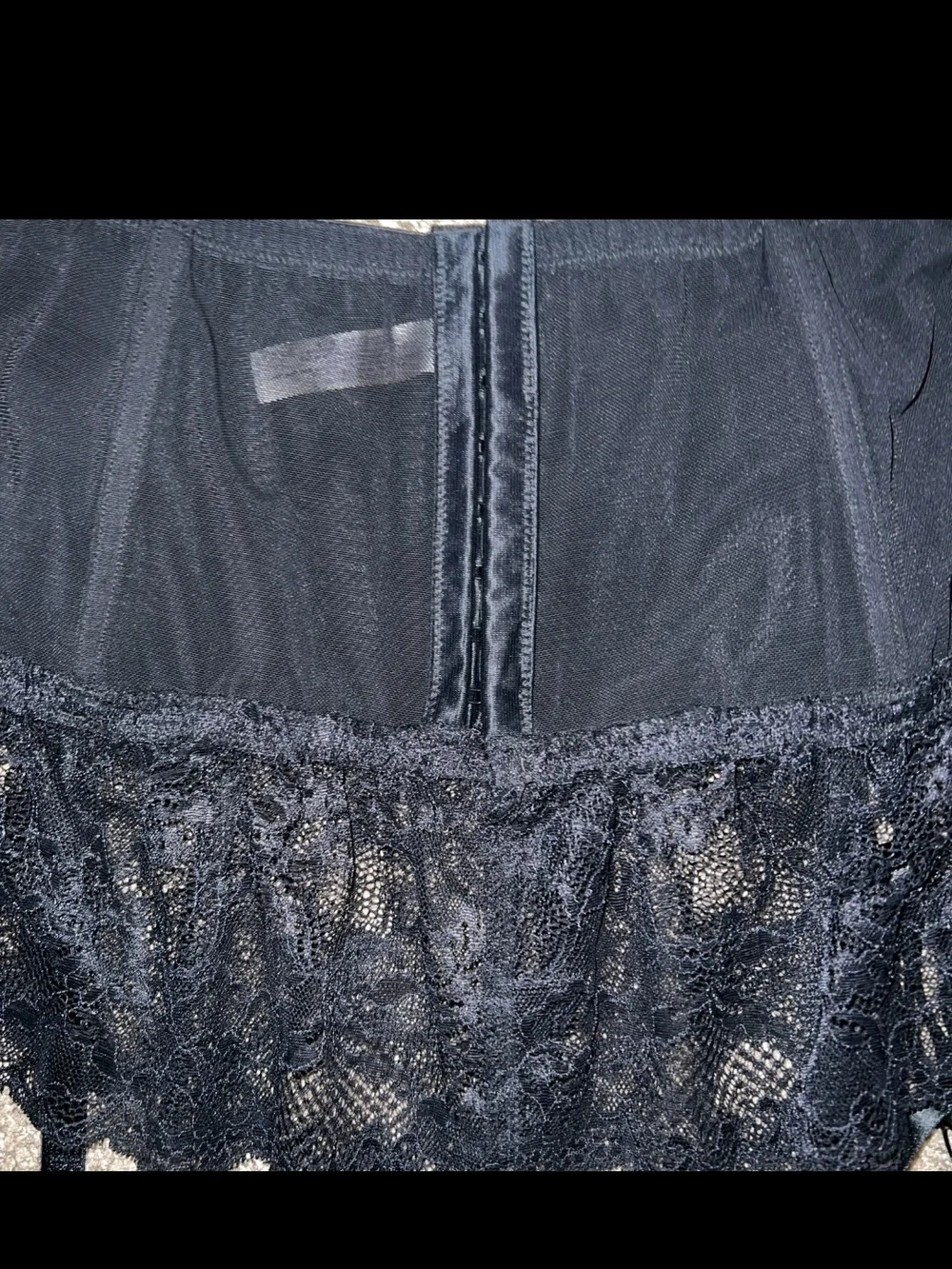 Cacique Black Satin And Lace Garter Skirt 26/28 Nwt